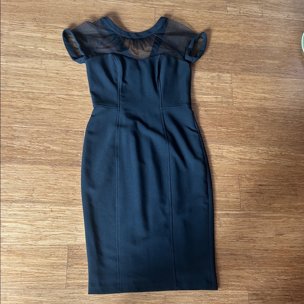 Elegant Black Mesh Detail Dress